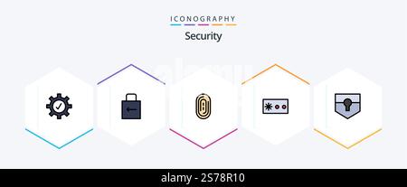 Security 25 FilledLine icon pack including . security. fingerprint. protect. security Stock Vector