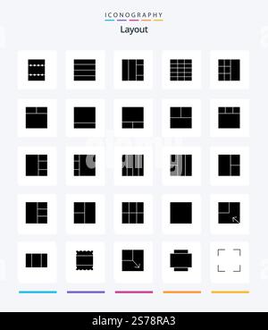Creative Layout 25 Glyph Solid Black icon pack  Such As rotate. view. layout. layout. maximize Stock Vector
