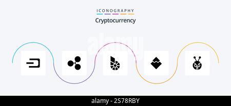 Cryptocurrency Glyph 5 Icon Pack Including crypto . waves . technology. crypto Stock Vector