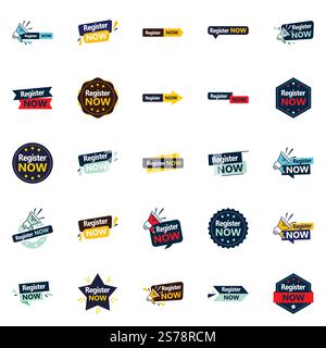 25 Versatile typographic banners for increased registration Stock Vector