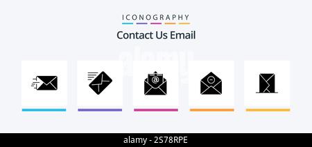 Email Glyph 5 Icon Pack Including message. envelope. mail. email. delete-mail. Creative Icons Design Stock Vector