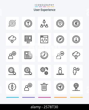 Creative User Experience 25 OutLine icon pack  Such As . heart . . love . user Stock Vector