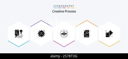 Creative Process 25 Glyph icon pack including photo. creative. pencil. layers. process Stock Vector