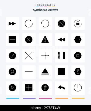 Creative Symbols & Arrows 25 Glyph Solid Black icon pack  Such As hide. circle. arrow. minus. delete Stock Vector