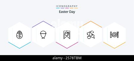 Easter 25 Line icon pack including easter. dinner. tag. easter. fruit Stock Vector