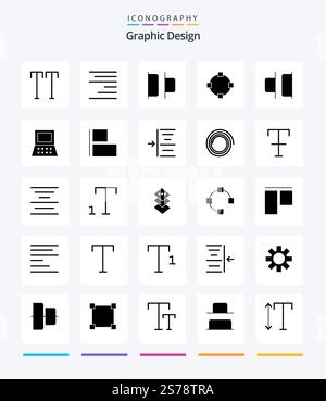 Creative Design 25 Glyph Solid Black icon pack  Such As hardware. laptop. left. right. distribute Stock Vector