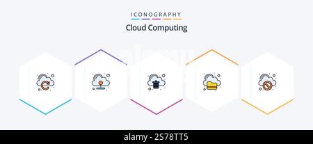 Cloud Computing 25 FilledLine icon pack including cloud. cloud. syncronize. computing Stock Vector