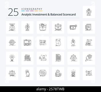 Analytic Investment And Balanced Scorecard Line Icon Pack 5 Icon Design ...