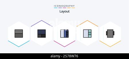 Layout 25 FilledLine icon pack including . Stock Vector