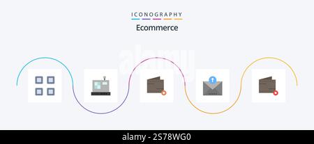 Ecommerce Flat 5 Icon Pack Including e. close. commerce. sent. email Stock Vector