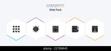 Web Pack 25 Glyph icon pack including testing. loud hailer. computer. digital marketing. web Stock Vector