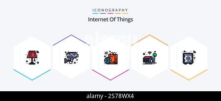 Internet Of Things 25 FilledLine icon pack including business tools. wifi. technology. smart. smart Stock Vector
