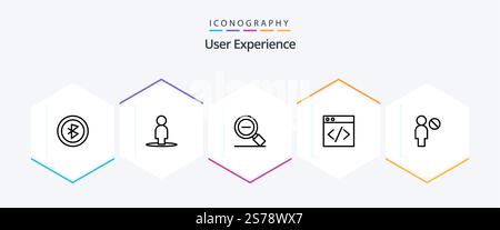 User Experience 25 Line icon pack including development. web . search less Stock Vector
