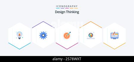 Design Thinking 25 Flat icon pack including screen. design. illustration. computer. design Stock Vector
