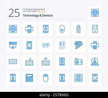 Devices 25 Blue Color icon pack including display. walkie talkie ...