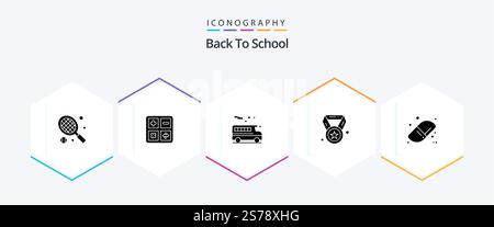 Back To School 25 Glyph icon pack including . education. school. back to school. champion Stock Vector