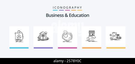 Business And Education Line 5 Icon Pack Including presentation. analytics. edit. coins. money. Creative Icons Design Stock Vector