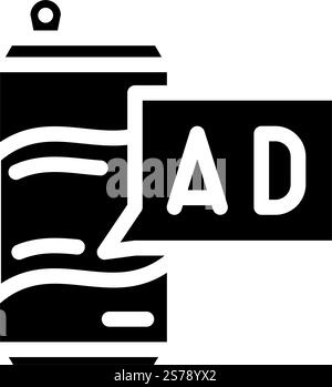 product placement advertising glyph icon vector. product placement advertising sign. isolated symbol illustration. product placement advertising glyph icon vector illustration Stock Vector