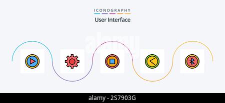 User Interface Line Filled Flat 5 Icon Pack Including user interface. bluetooth. basic. user. interface Stock Vector