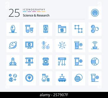 Science 25 Blue Color icon pack including science. bound. science. space. folder Stock Vector