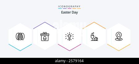 Easter 25 Line icon pack including pin. drink. celebration. easter. glass Stock Vector
