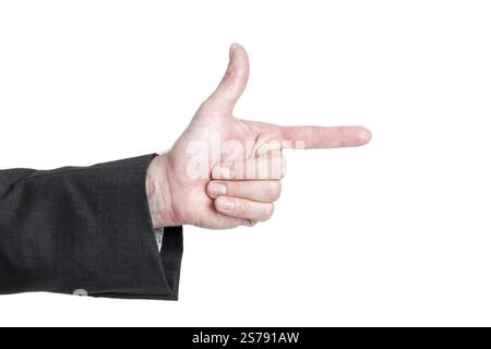 An image of a business mans hand pointing to something Stock Photo