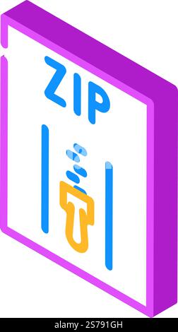 zip file format document isometric icon vector. zip file format document sign. isolated symbol illustration. zip file format document isometric icon vector illustration Stock Vector