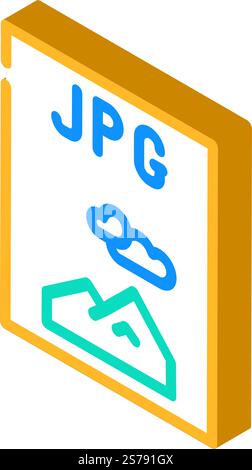 jpg file format document isometric icon vector. jpg file format document sign. isolated symbol illustration. jpg file format document isometric icon vector illustration Stock Vector