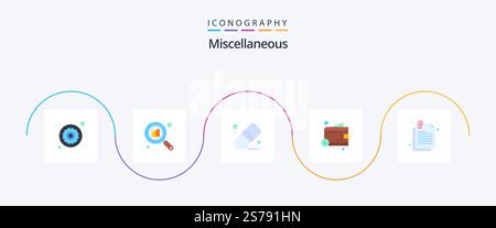 Miscellaneous Flat 5 Icon Pack Including attachment. money. clear. cash. add Stock Vector