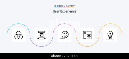 User Experience Line 5 Icon Pack Including web page . script. mail. comment Stock Vector
