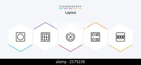 Layout 25 Line icon pack including . . ux. password. field Stock Vector
