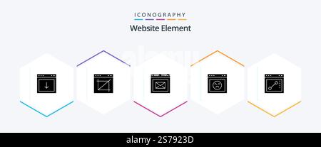 Website Element 25 Glyph icon pack including website. error. web. browser. webpage Stock Vector