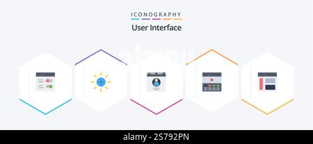 User Interface 25 Flat icon pack including interface. header. user. communication. user Stock Vector