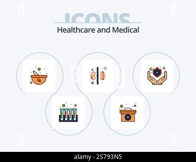 Medical Line Filled Icon Pack 5 Icon Design. . medical sign. mixing. medical. medical Stock Vector