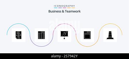 Business And Teamwork Glyph 5 Icon Pack Including . technology. business. teamwork Stock Vector