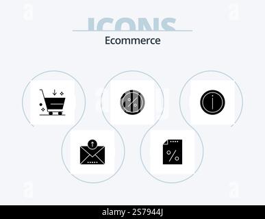 Ecommerce Glyph Icon Pack 5 Icon Design. details. market. buy. e-commerce. commerce Stock Vector