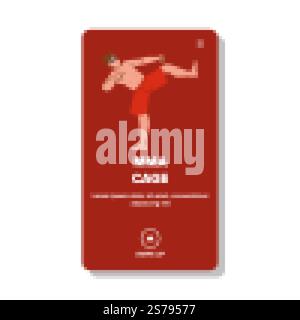 mma cage vector. fight martial, competition mixed, arts combat, ring fighter, arena mma cage web flat cartoon illustration. mma cage vector Stock Vector