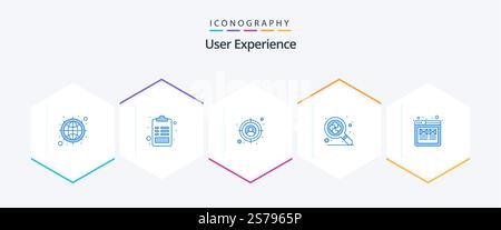 User Experience 25 Blue icon pack including user. experience. audience. puzzle. research Stock Vector