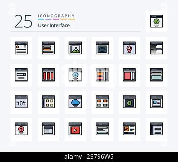 User Interface 25 Line Filled icon pack including slider. communication. user. user. interface Stock Vector