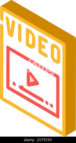 video file format document isometric icon vector. video file format document sign. isolated symbol illustration. video file format document isometric icon vector illustration Stock Vector