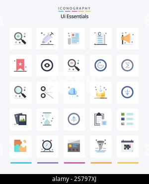Creative Ui Essentials 25 Flat icon pack  Such As online. attachment. picker. ui. newspaper Stock Vector