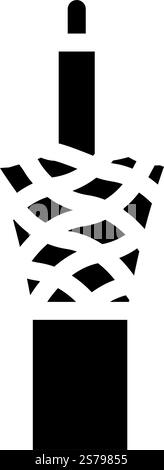 coaxial cable wire glyph icon vector. coaxial cable wire sign. isolated symbol illustration. coaxial cable wire glyph icon vector illustration Stock Vector
