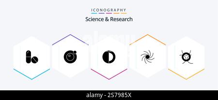 Science 25 Glyph icon pack including . space. structure. science. universe Stock Vector