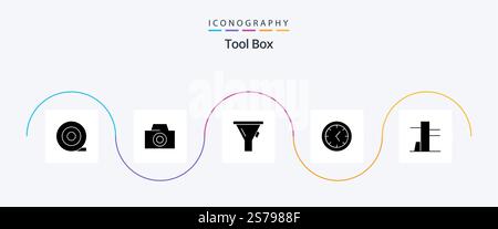 Tools Glyph 5 Icon Pack Including . tools and utensils. Stock Vector