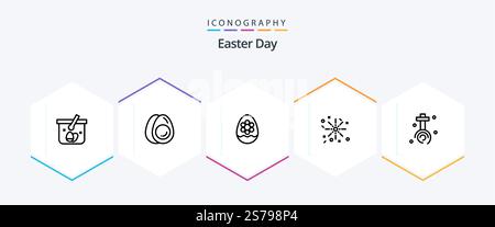 Easter 25 Line icon pack including christian. easter. egg. holiday. plant Stock Vector