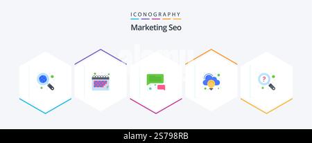 Marketing Seo 25 Flat icon pack including search. help. communication. faq. creative Stock Vector