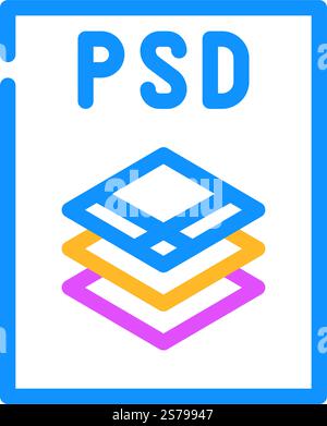 PSD file color line icon. Format and extension of documents Stock ...