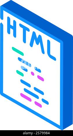 html file format document isometric icon vector. html file format document sign. isolated symbol illustration. html file format document isometric icon vector illustration Stock Vector