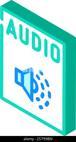 audio file format document isometric icon vector. audio file format document sign. isolated symbol illustration. audio file format document isometric icon vector illustration Stock Vector