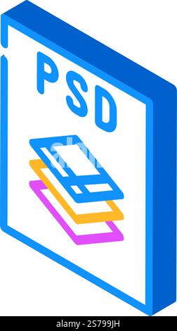 psd file format document isometric icon vector. psd file format document sign. isolated symbol illustration. psd file format document isometric icon vector illustration Stock Vector